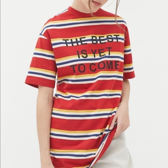 URBAN OUTFITTERS NWT Oversized Striped Graphic Text Top Size Large / XL - Picture 1 of 16